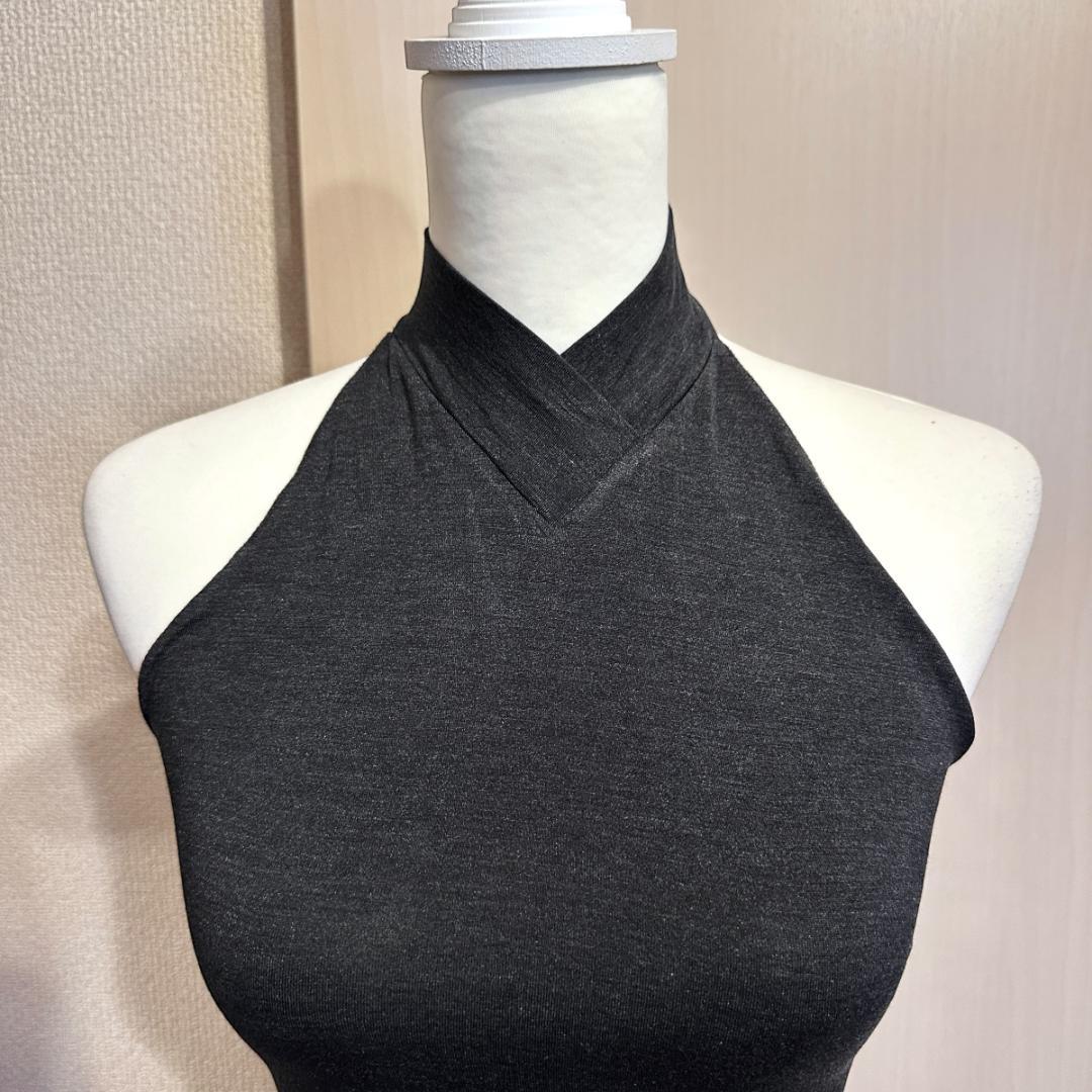 【GUCCI】ホルターネック チューブトップ グレー Sサイズ / ak486