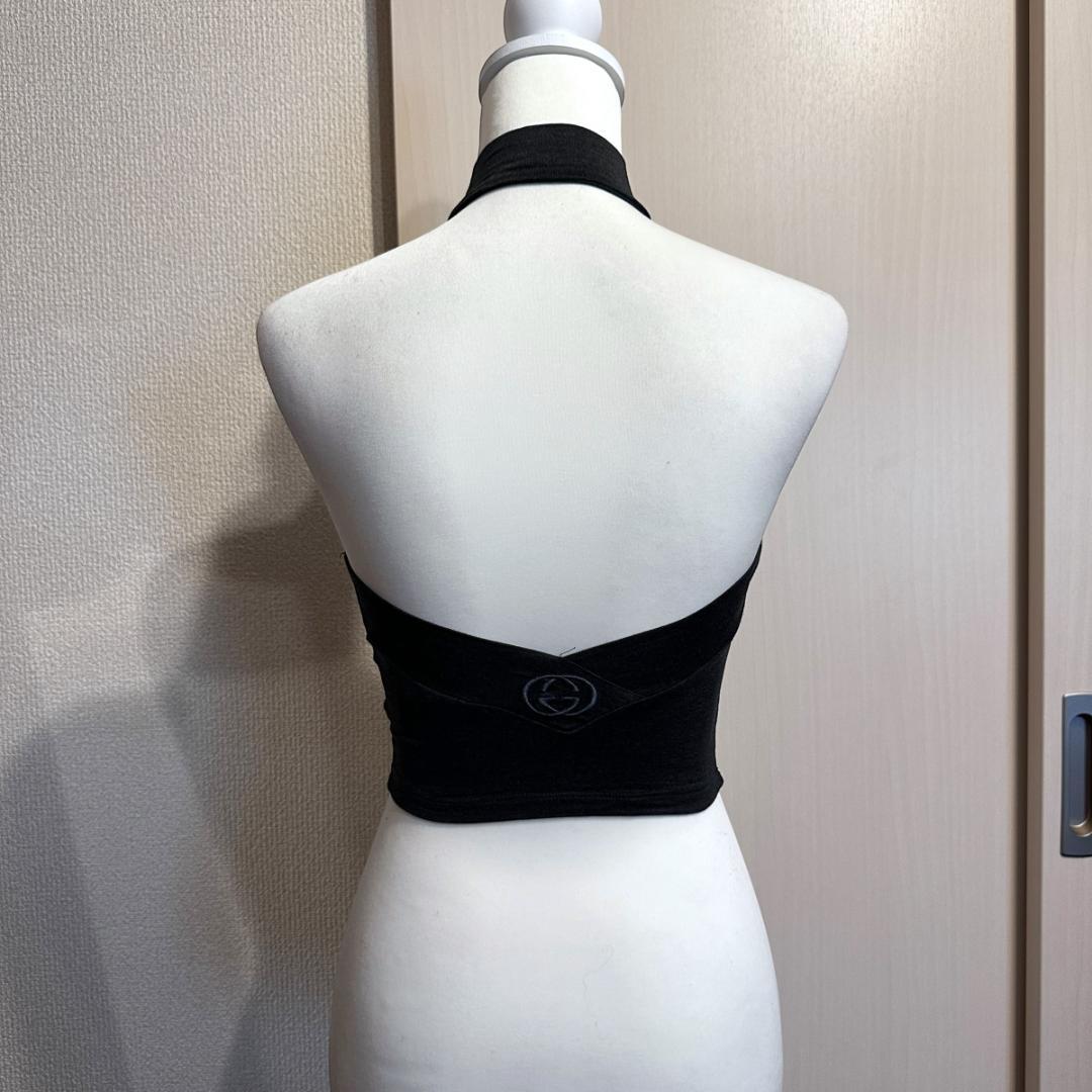 【GUCCI】ホルターネック チューブトップ グレー Sサイズ / ak486