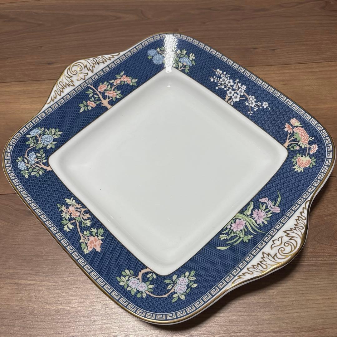 【美品】ウェッジウッド/ブルーサイアム スクエアプレート& ティーポット