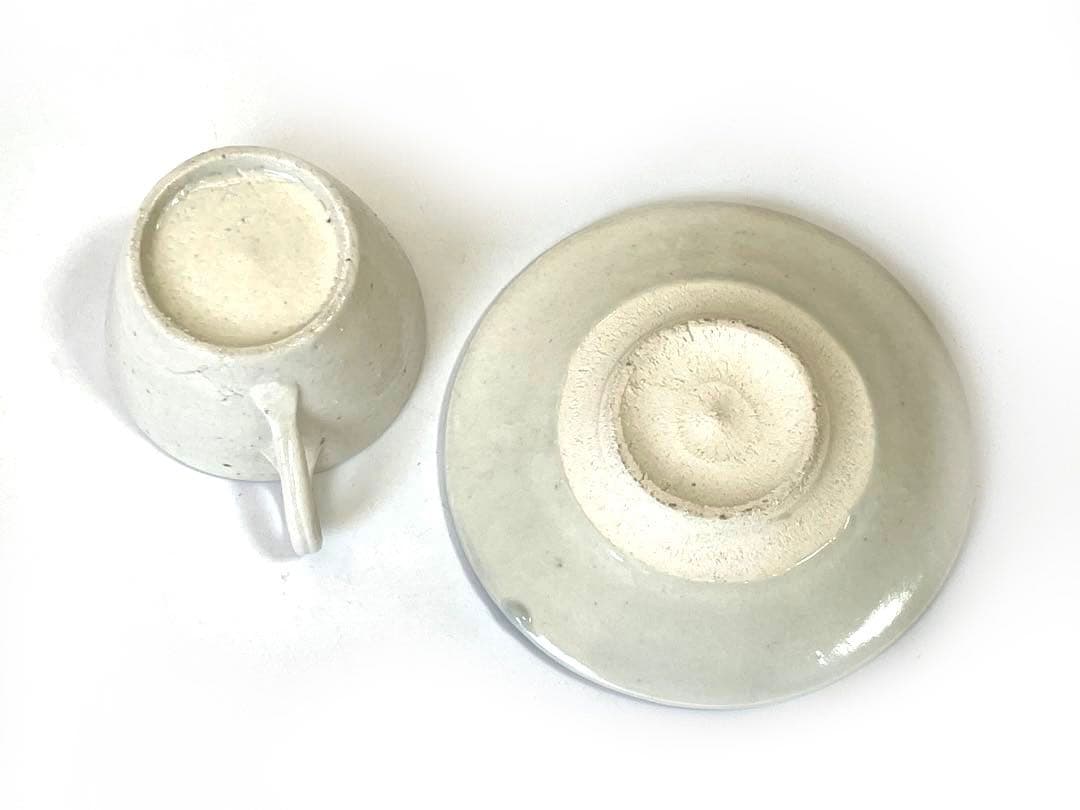 作家物　陶芸家　内田鋼一　白釉　 カップアンドソーサー　デミタス　銘あり