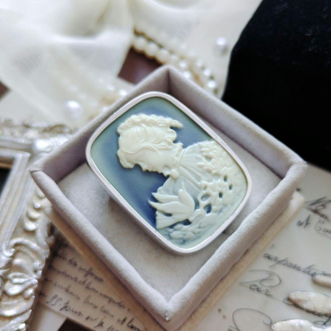 ドイツ ストーン メノウ カメオ ブローチ ペンダント CAMEO SILVER