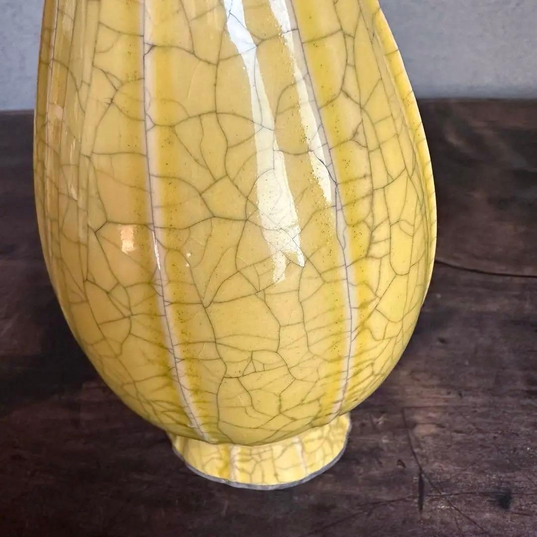 花瓶　官窯　黄釉　花入　宋代　中国美術　古美術　中国古玩　骨董