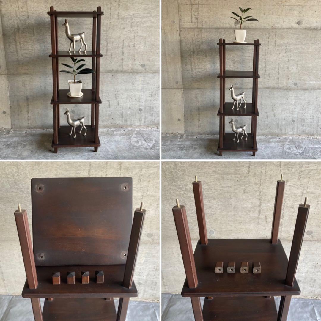 棚 シェルフ ラック 飾り棚 置物台 花台 木製 4段 ブラウン 家具 レトロ