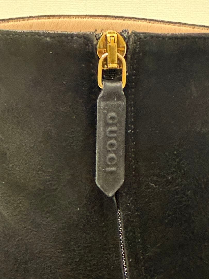 グッチ　ショートブーツ マーモント スエード フリンジ　ブラック サイズ38