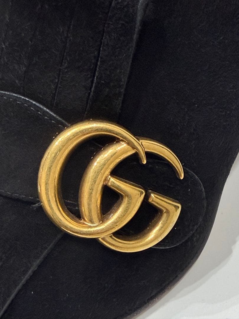 グッチ　ショートブーツ マーモント スエード フリンジ　ブラック サイズ38