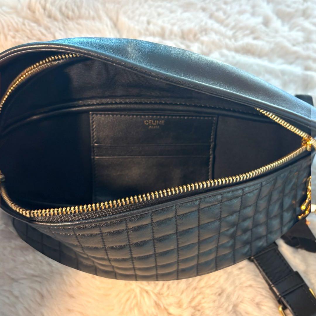 極美品✨CELINE セリーヌ　ブラック オールレザー ショルダーボディバッグ