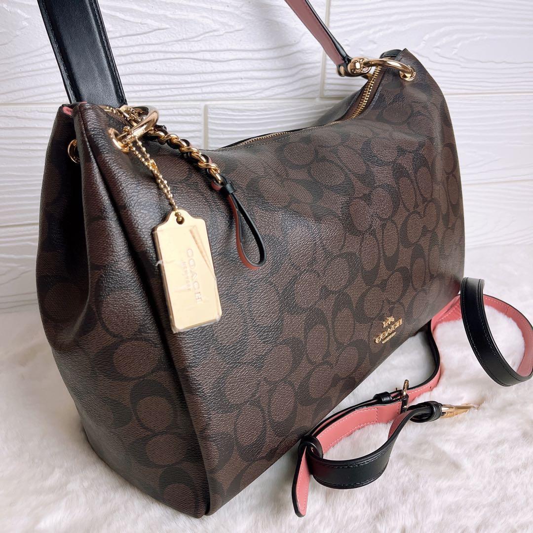 極美品☆COACHコーチ 2wayショルダーバッグ ブラウン レザー 大容量