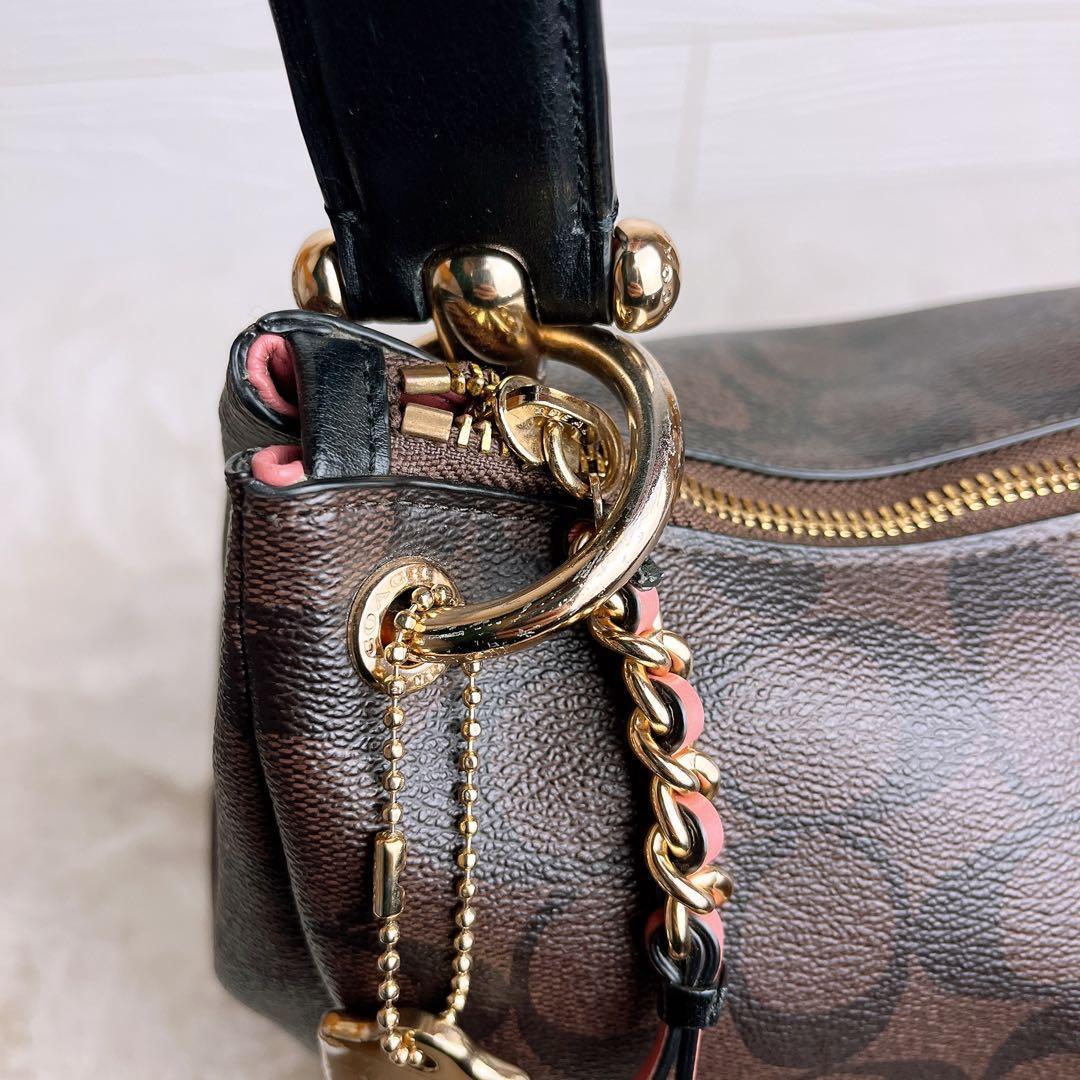 極美品☆COACHコーチ 2wayショルダーバッグ ブラウン レザー 大容量