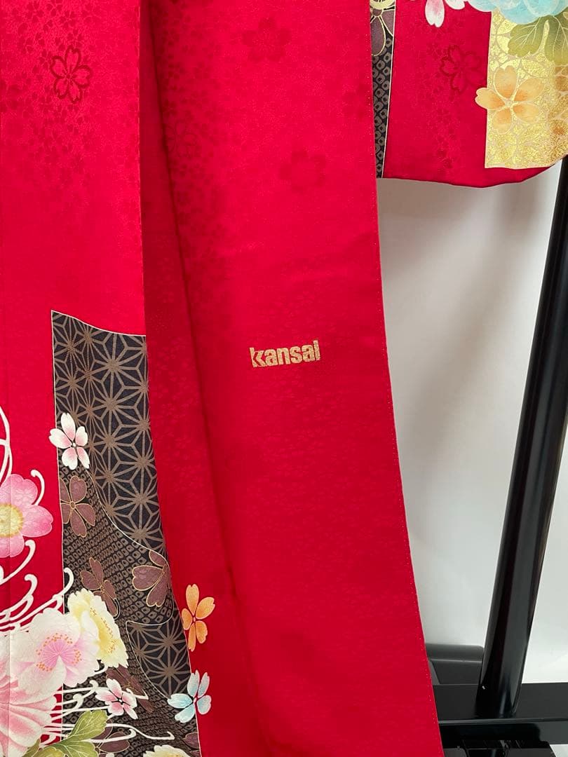 成人式　振袖　正絹　赤　KANSAI
