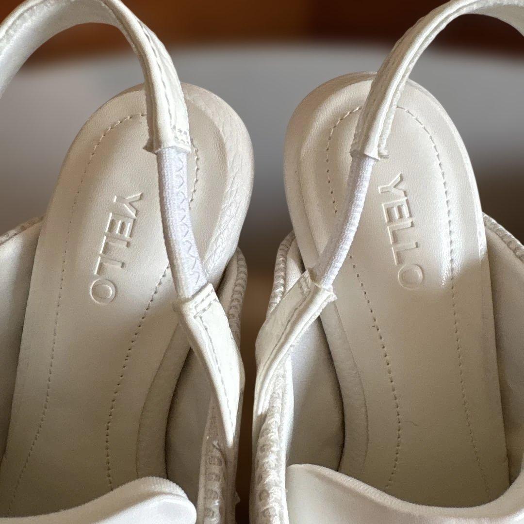 yello イエロ　ホワイト メッシュ スニーカーサンダル ミュール　高ヒールS