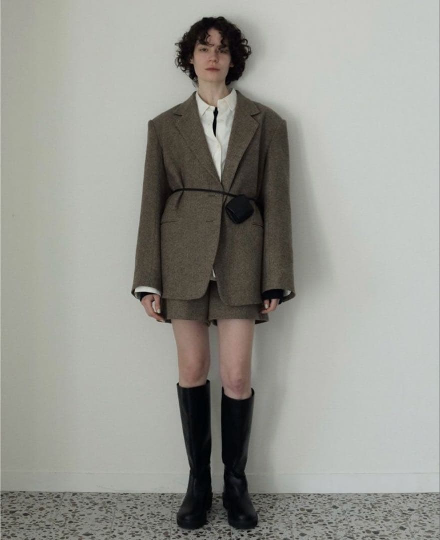 アンヌークHerringbone Wool Jacket 36ベージュ