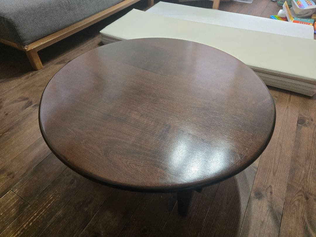 無垢ダークブラウンちゃぶ台75φ・家具工房芽生様製