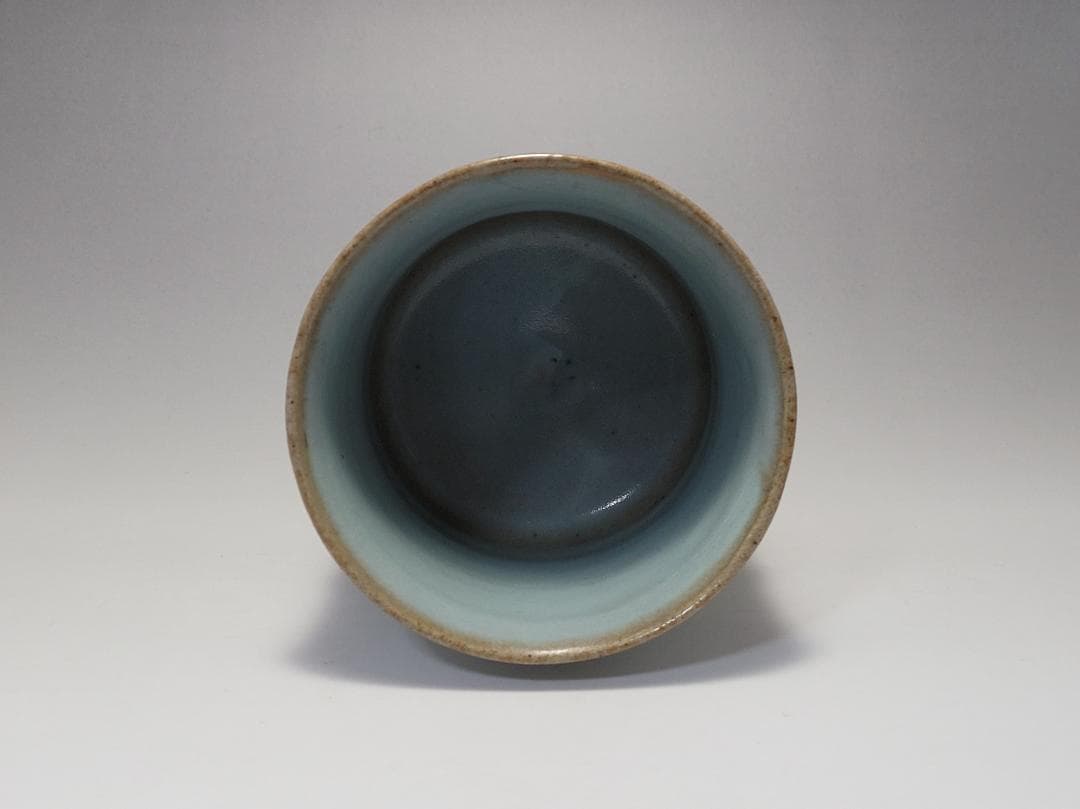 天藍釉 高足杯 宋元時代 高さ約11.4cm