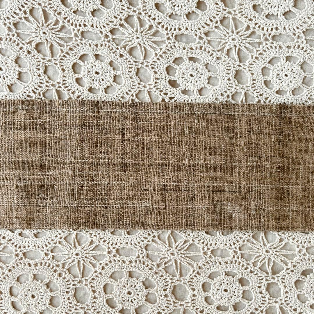 樹木の幹を思わせる焦げ茶色 無地帯 紬帯 信州紬 名古屋帯