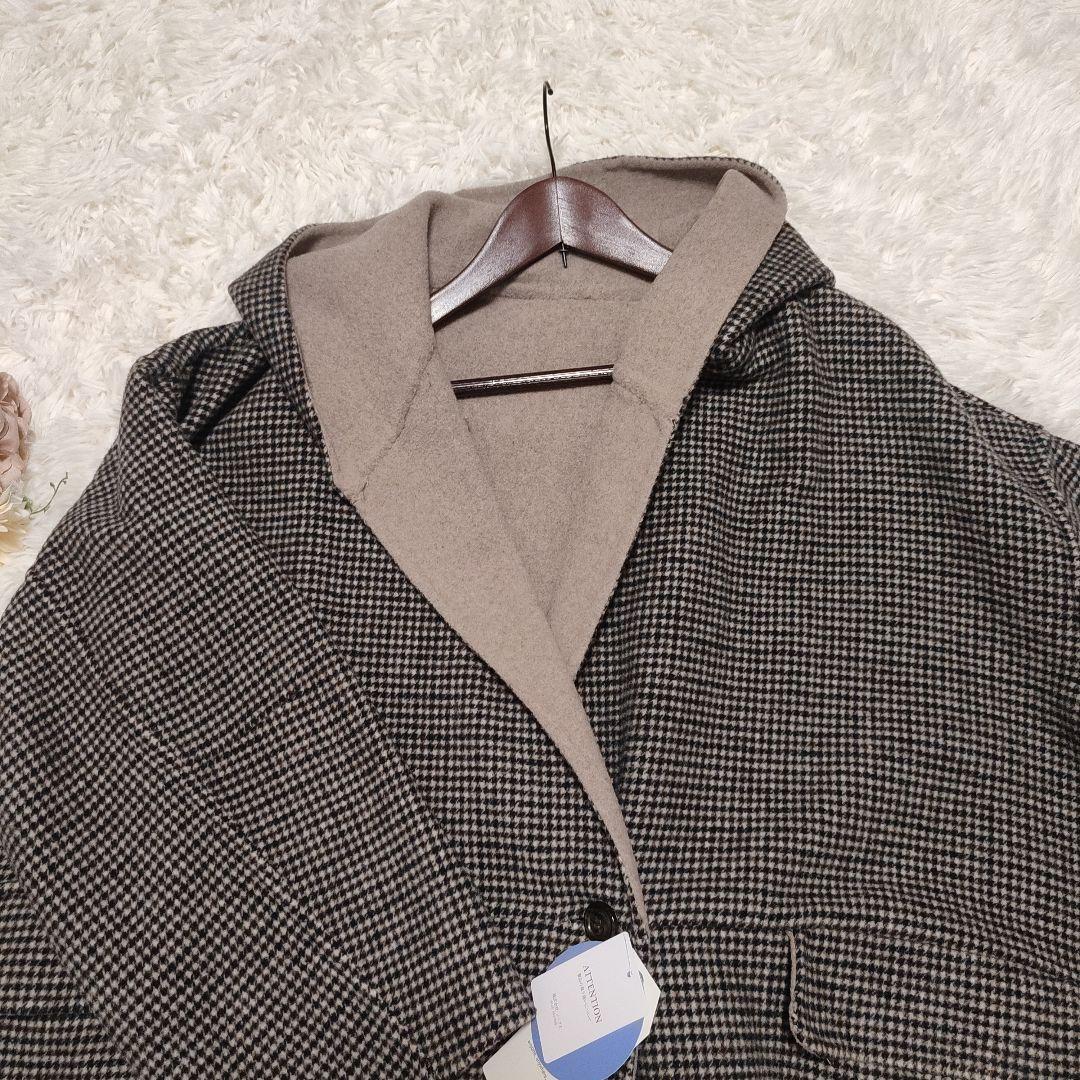 【未使用タグ付き】SHIPS any　リバーフーデットミディコート　ベージュ