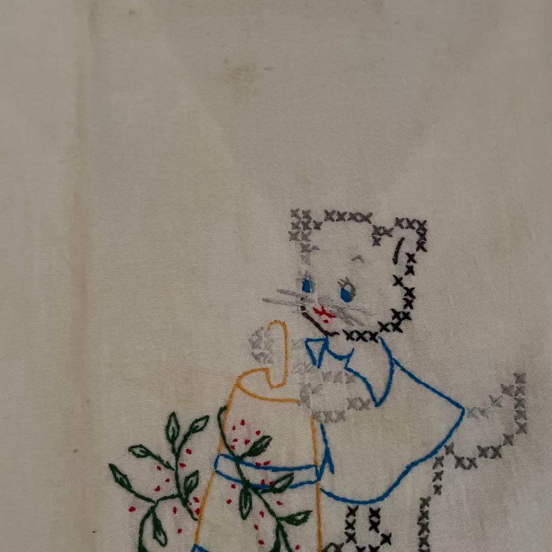 ☆レア☆ヴィンテージ キトゥン エンブロイダリーウィークリークロス ７枚セット