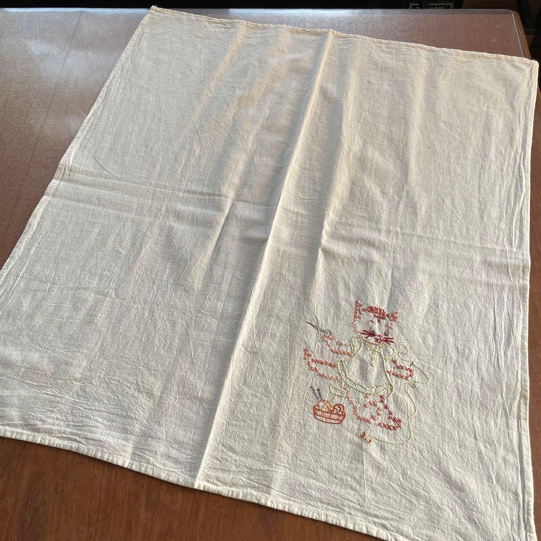 ☆レア☆ヴィンテージ キトゥン エンブロイダリーウィークリークロス ７枚セット
