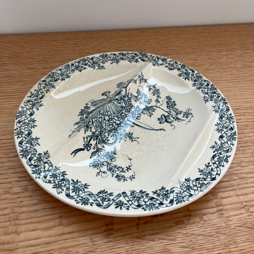 レア✨ フランスアンティーク ロンウィ セパレート プレート 楽器 花 葡萄