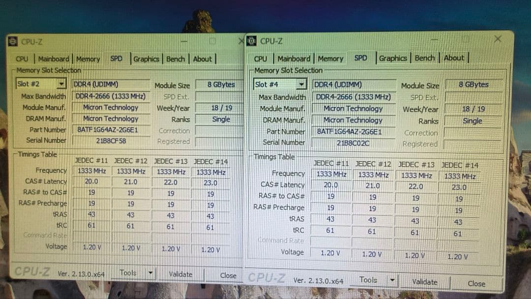 DDR4 8GBx2枚 16GB pc4-2666 動作確認済み ⑩