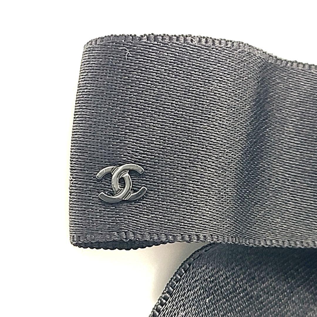 シャネル シルク ココマーク リボン ブラックバレッタ ヘアアクセサリー