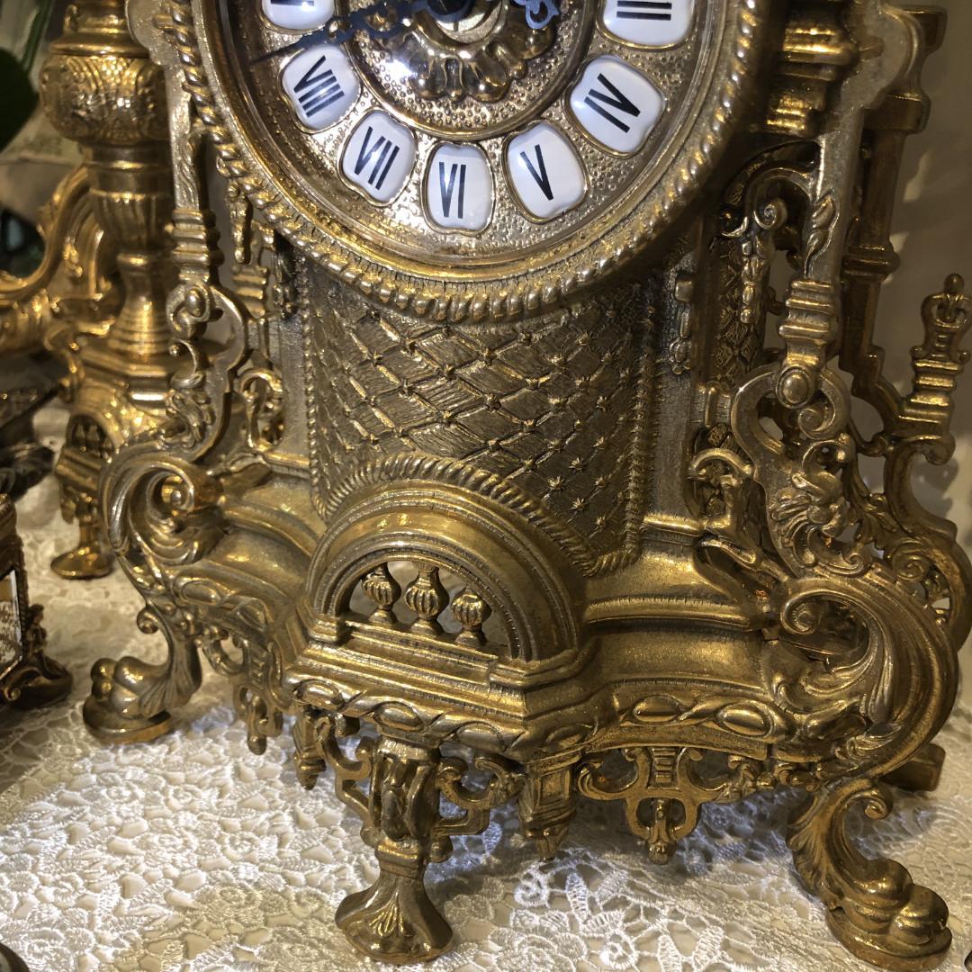 イタリア製　置き時計・燭台（3点セット）　IM-137