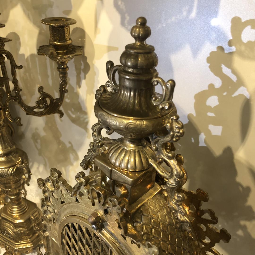 イタリア製　置き時計・燭台（3点セット）　IM-137