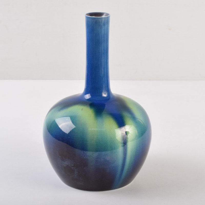 九谷焼　柳雨軒　三代八十吉　徳田正彦作　彩釉　花入　V　9198