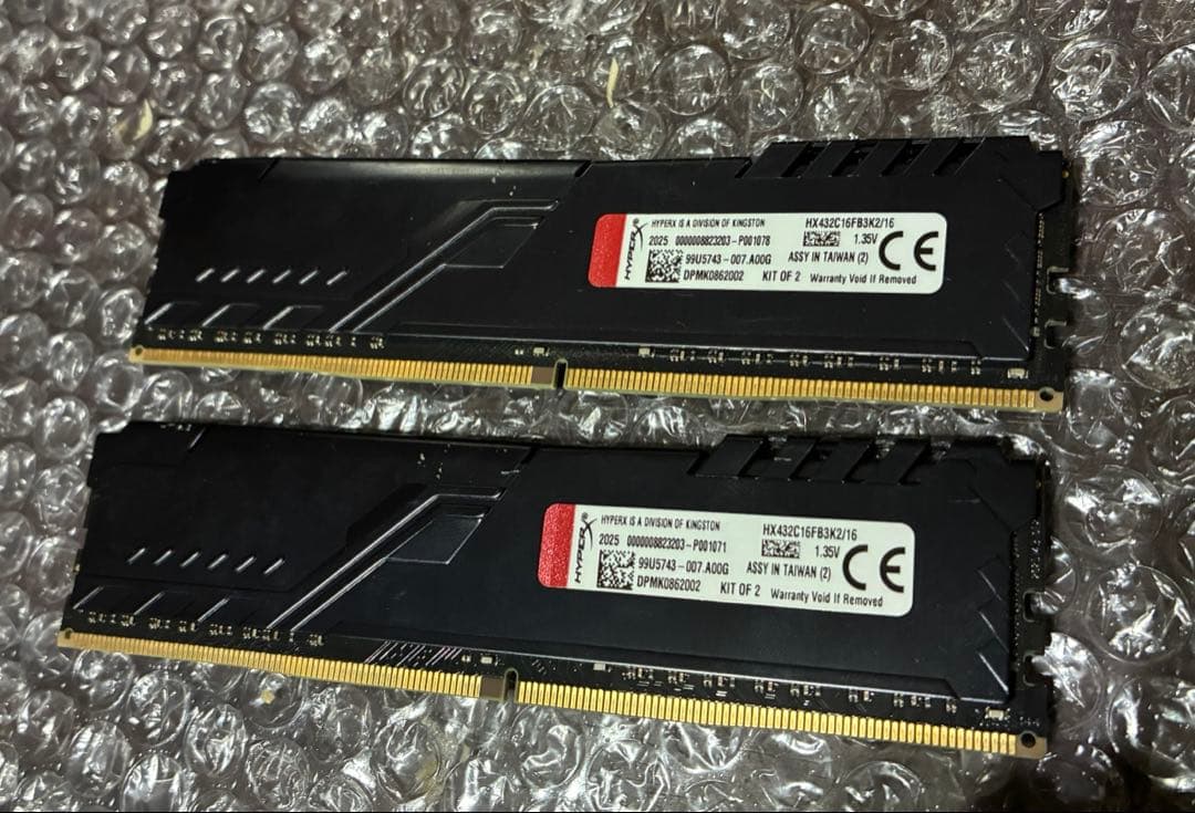 美品 16GB(8GBx2) HyperX FURY DDR4-3200 確認済