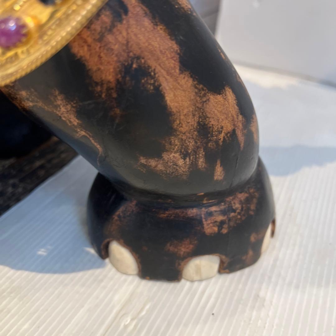 鑑定書あり　希少　中国美術 木彫 宝石飾 特大 象 置物 飾り物 インテリア