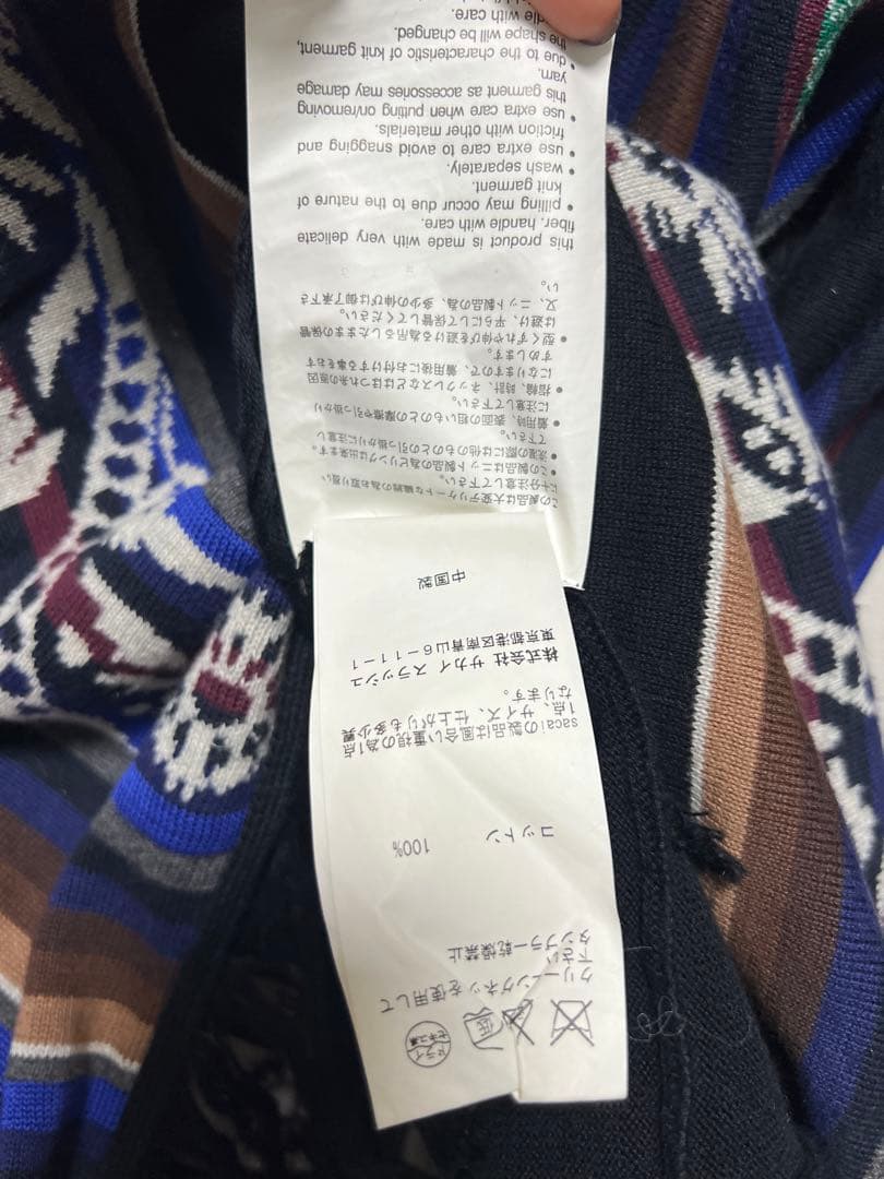 sacai ネイティブ柄 パーカーチュニック ニットワンピース　ナバホ