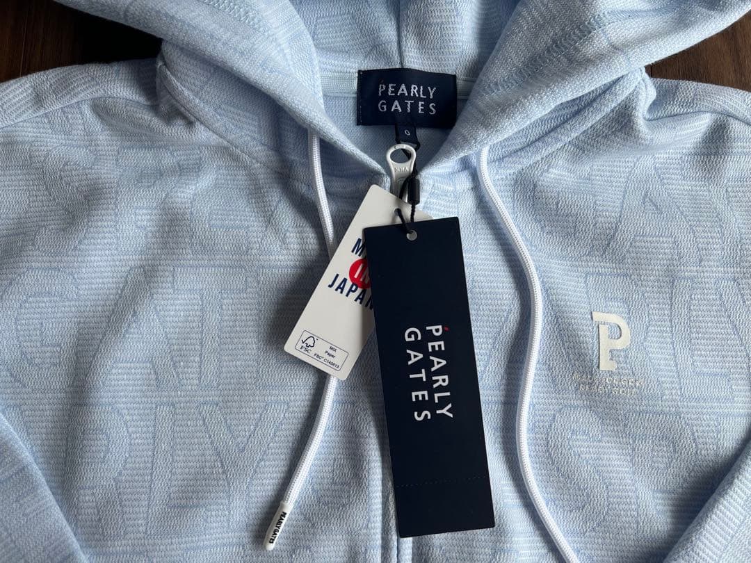 【新品タグ付き】パーリーゲイツ 総柄ロゴフルジップダンボールパーカー