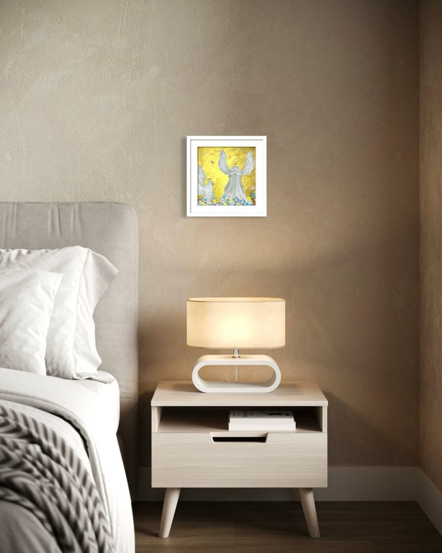 開運絵画　守護天使様　龍神様　花の舞　天界の花　インフィニティ　金箔