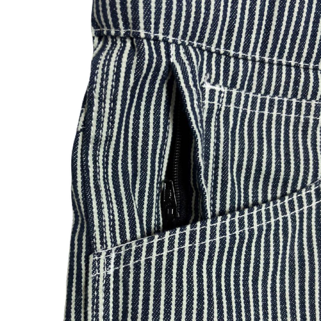 【超美品】STP（エスティーピー）刺繍ロゴ ヒッコリーカバーオール 長袖ツナギ