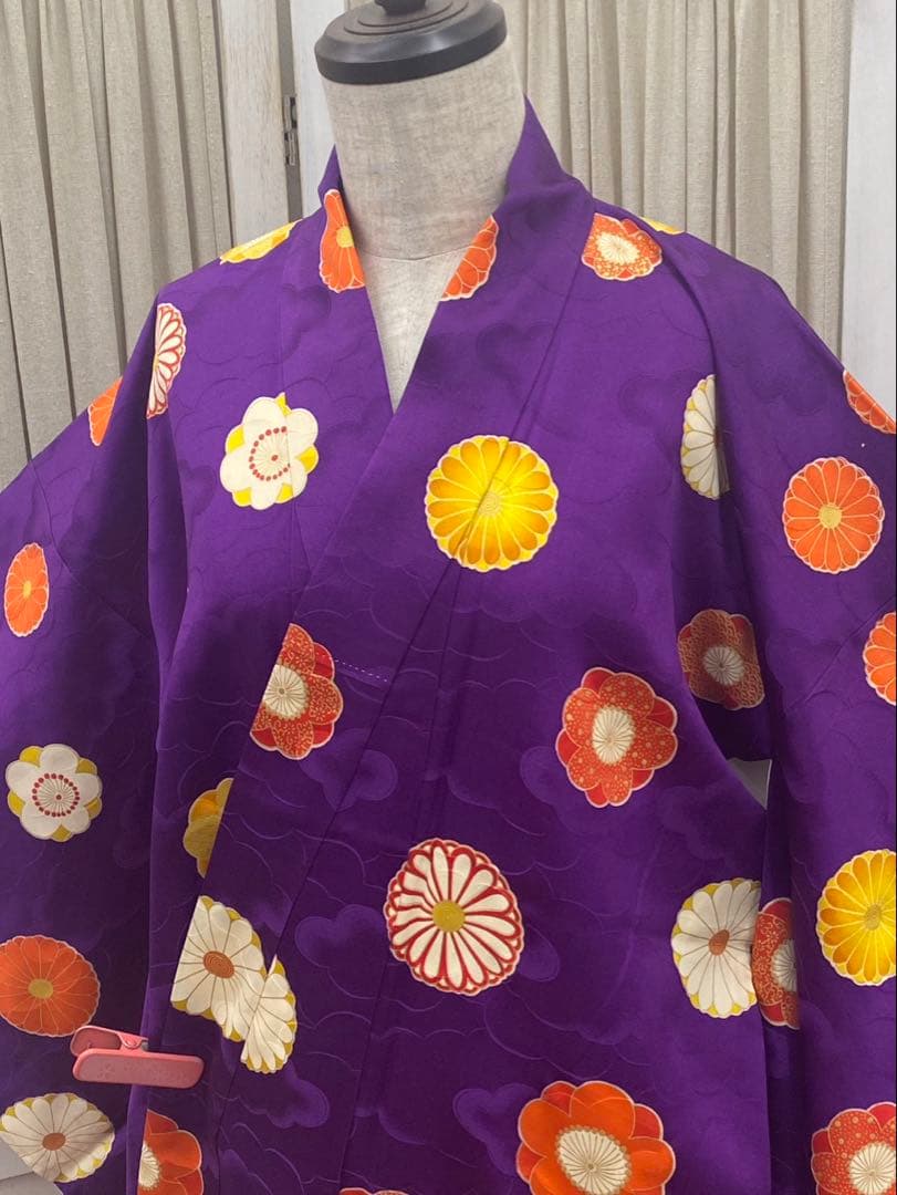 アンティーク着物　子ども　四つ身　レトロ　花丸文　七五三　13参り