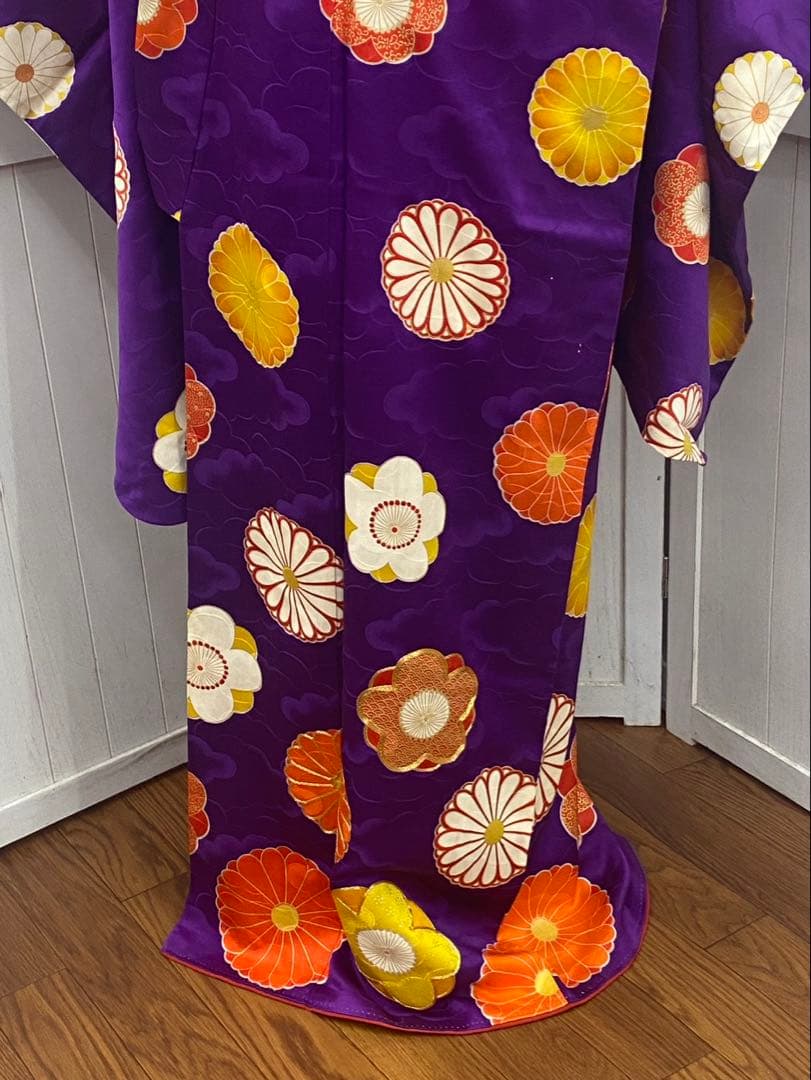 アンティーク着物　子ども　四つ身　レトロ　花丸文　七五三　13参り