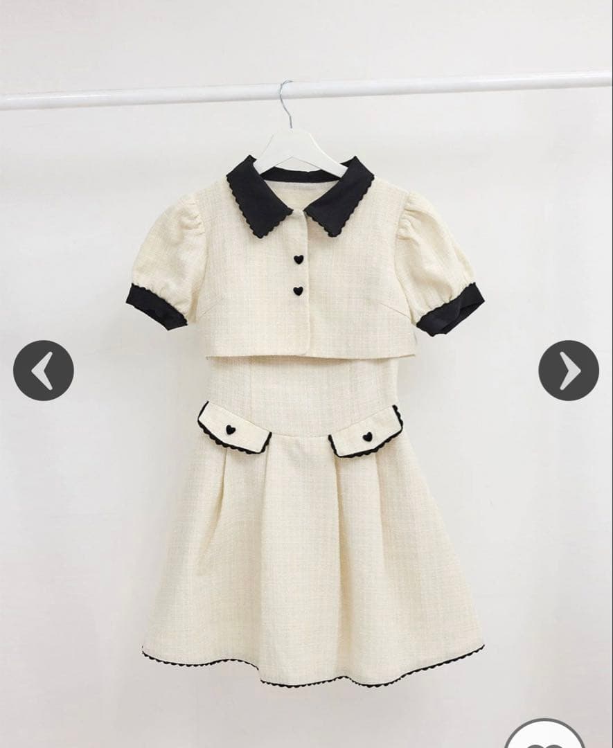 HONEY MEW ハニーミュウ バックリボンツイードワンピ　ホワイト