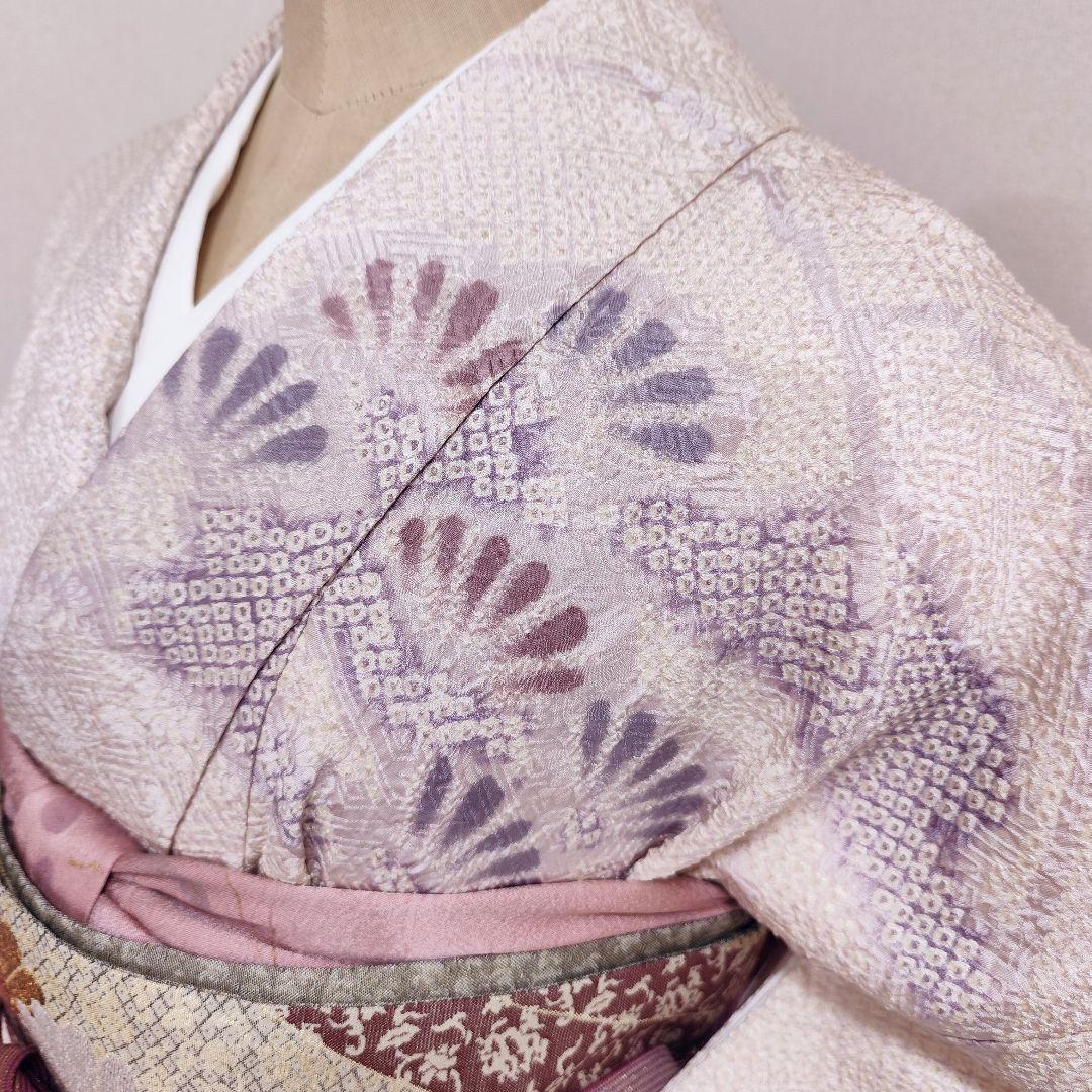 ❰6552❱ フルセット　訪問着　総絞り　袋帯　帯締め　帯揚げ　正絹　着物