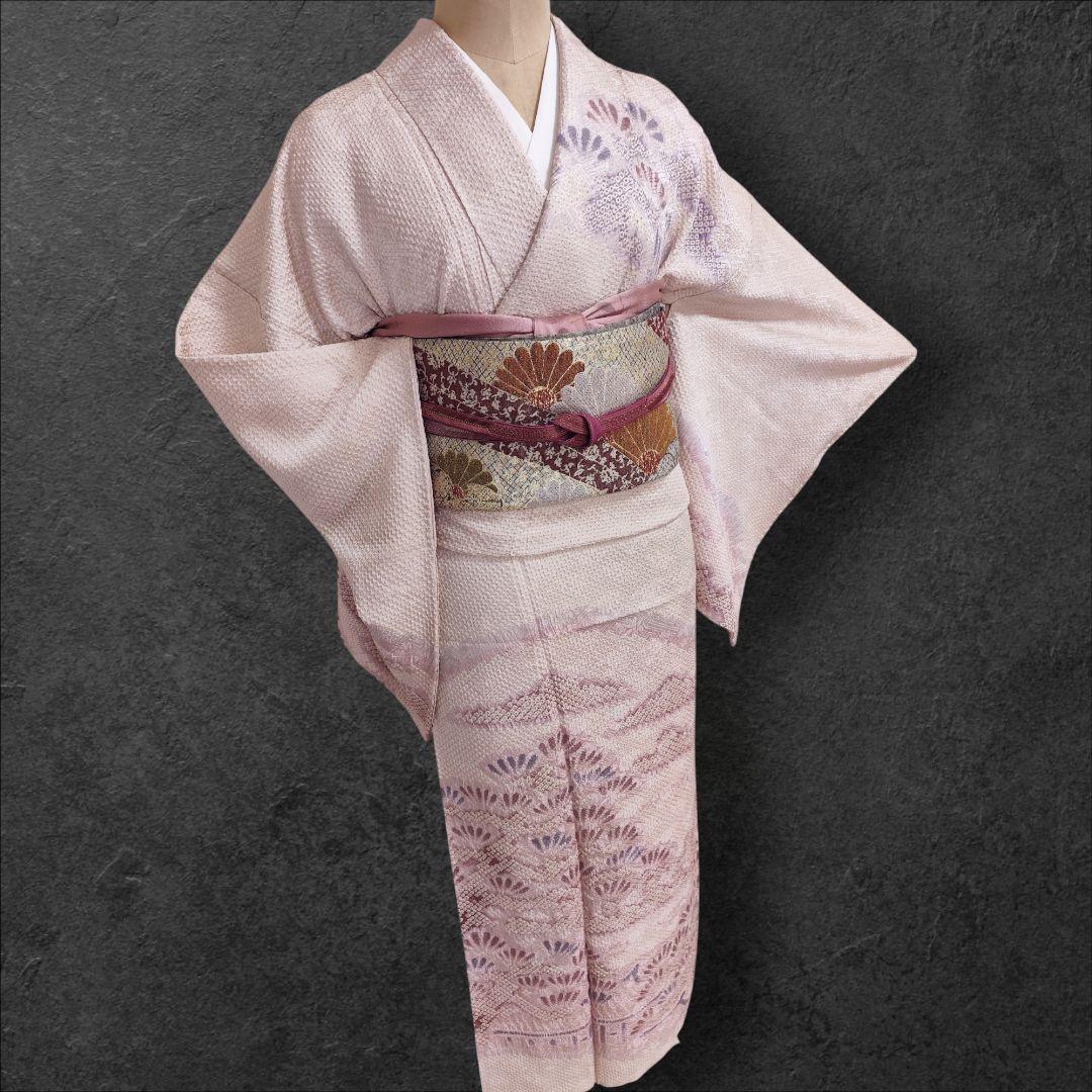 ❰6552❱ フルセット　訪問着　総絞り　袋帯　帯締め　帯揚げ　正絹　着物