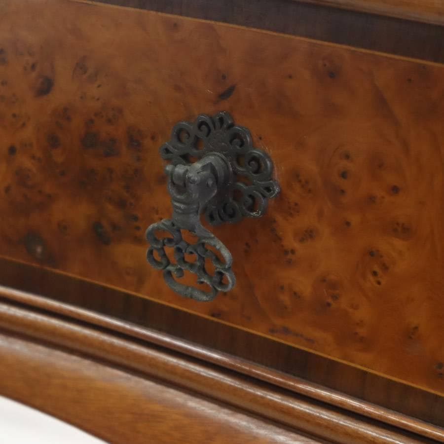 イタリア製クラシカル 美しい木目の象嵌 猫脚 コンソール デスク 引き出し付き