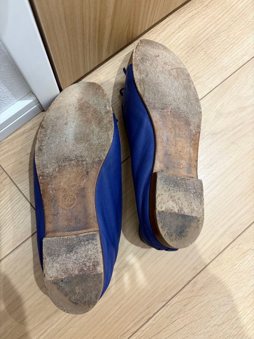 CHANEL バレエシューズ ブルーゴールド シャネル 35サイズ