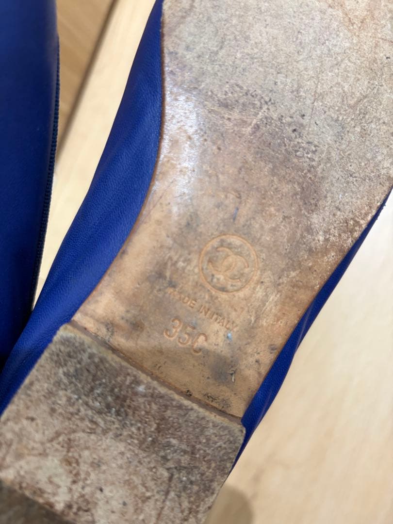 CHANEL バレエシューズ ブルーゴールド シャネル 35サイズ