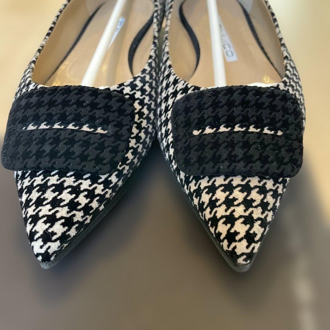PELLICO 白黒ハウンドトゥース フラットシューズ　371/2