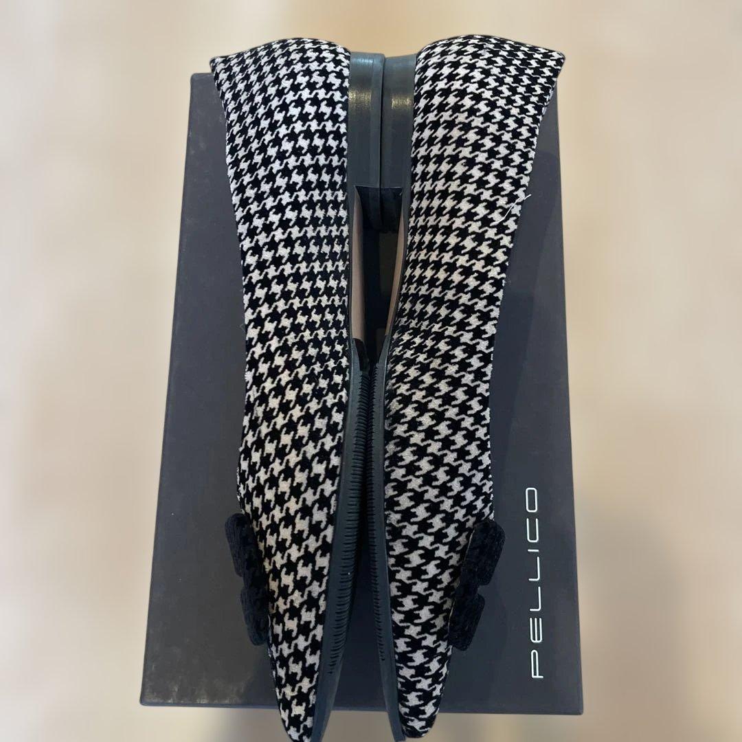 PELLICO 白黒ハウンドトゥース フラットシューズ　371/2