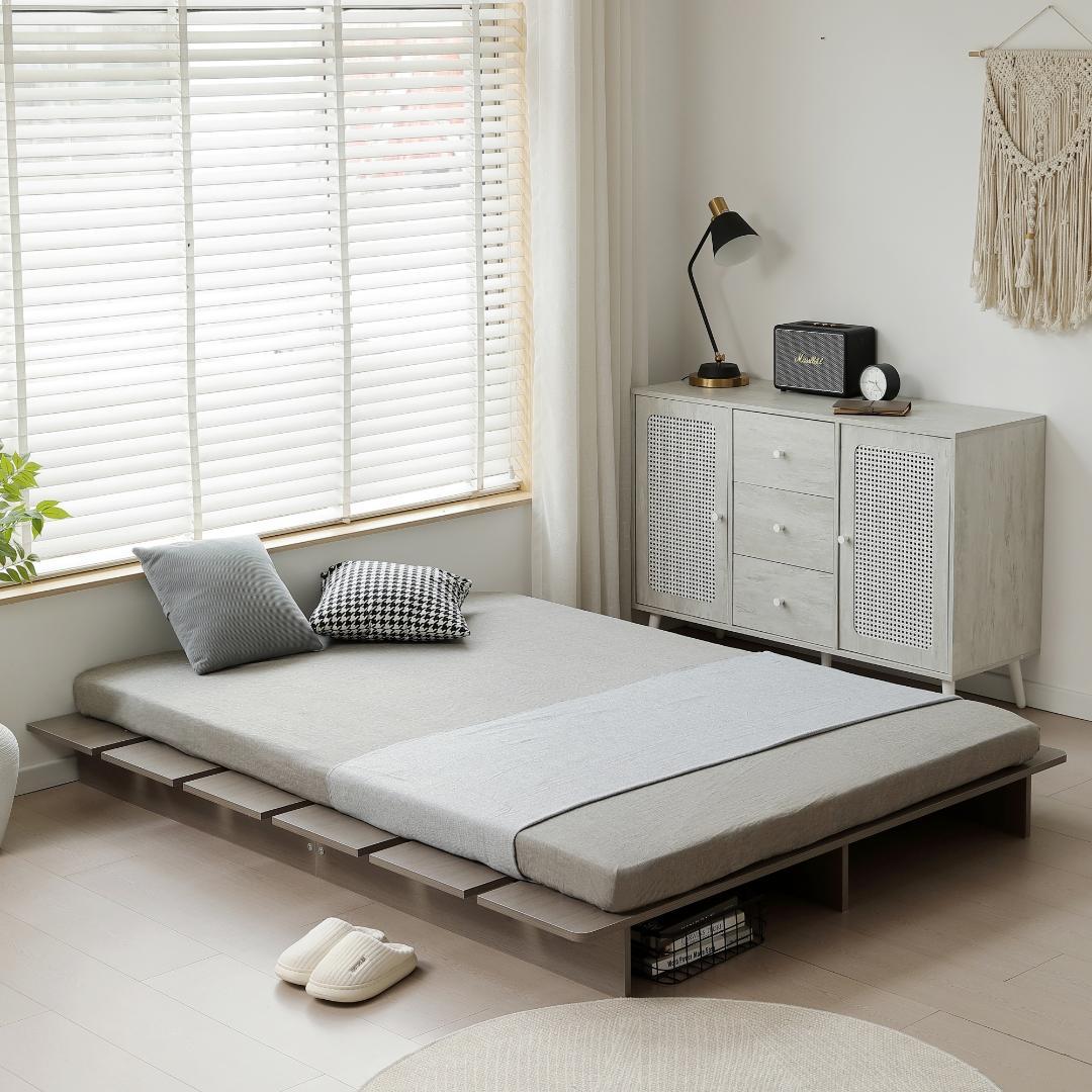 【SD・幅140cm】ベッドフレーム すのこベッドおしゃれ 一人暮し GRAY