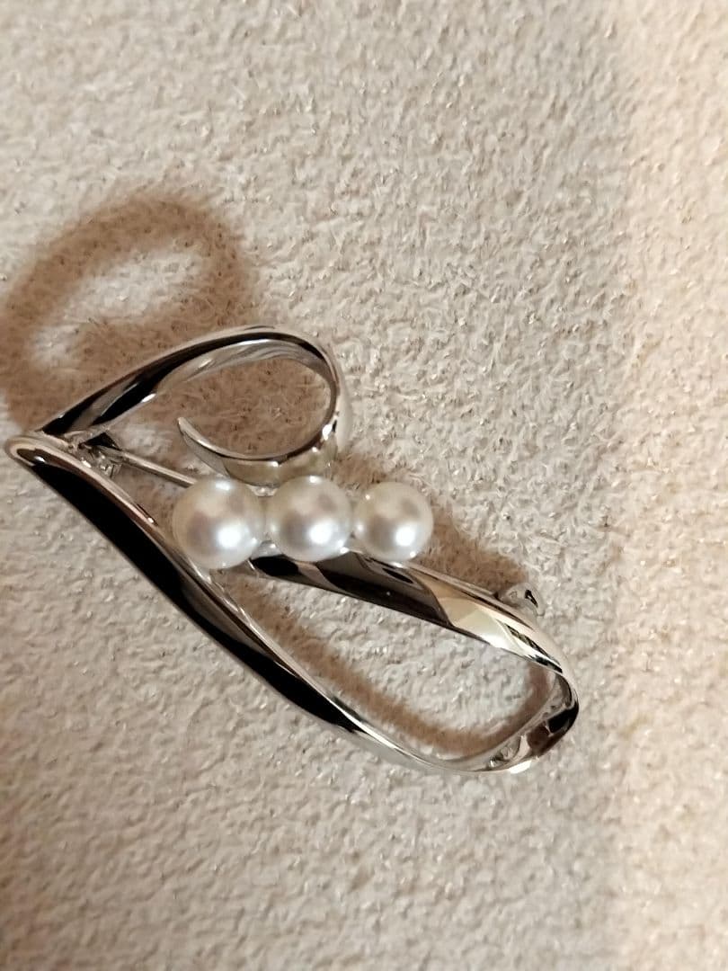 【MIKIMOTO】ミキモト　アコヤ　本真珠　パール　ブローチ　シルバー