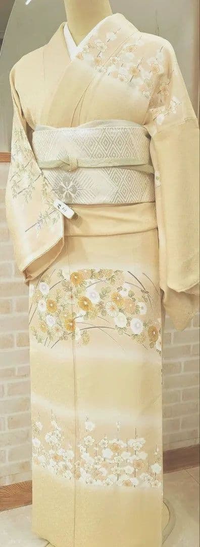 訪問着4点フルセット、着物、袋帯、帯締め、帯揚げ ゆき丈69