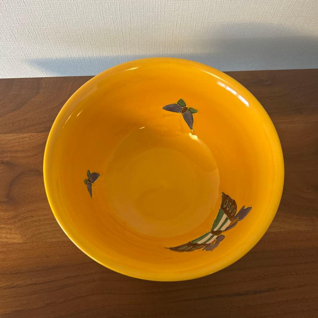 京焼 清水焼 洸春窯　蝶模様　黄色　鉢