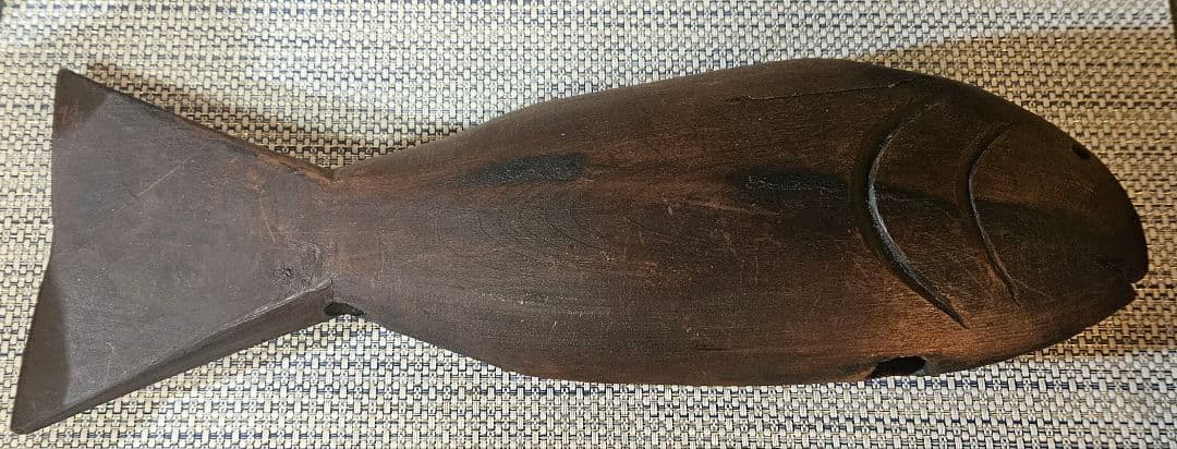 古民具　古道具　自在鉤　鯛 鯉横木　木彫 彫刻　オブジェ　インテリア　レトロ