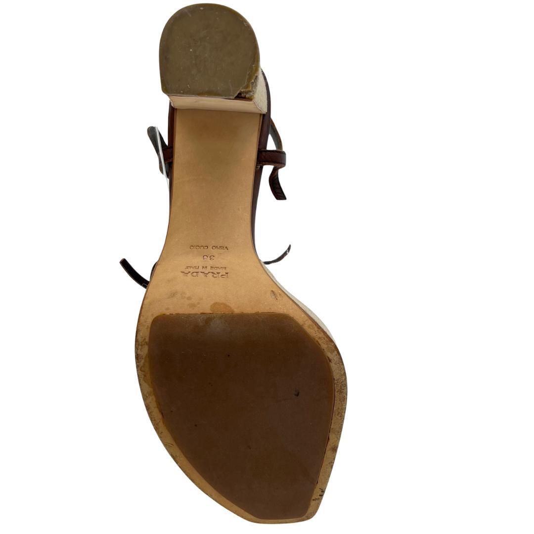 PRADA プラダ フラワーモチーフ サンダル ヒール　サイズ38　24cm