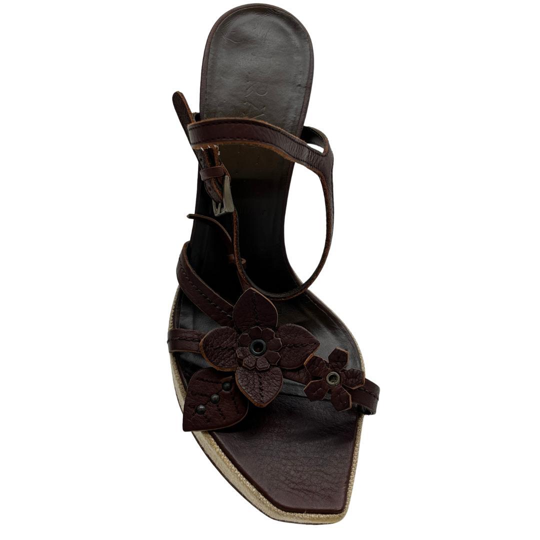 PRADA プラダ フラワーモチーフ サンダル ヒール　サイズ38　24cm